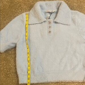 Women's Blue Fuzzy Crop Top